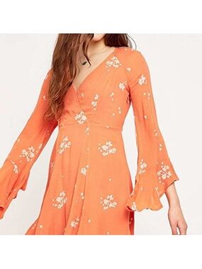 Floral Orange V-Neck Maxi Dress